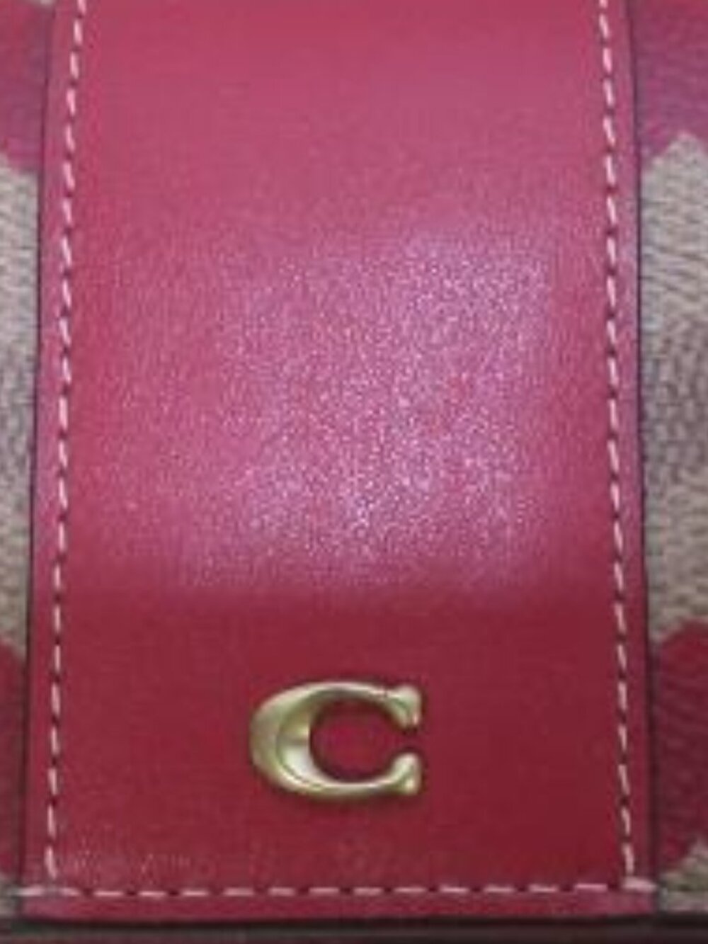 COACH Red and Tan Heart Print Slim Card Case In Signature Canvas Style CF281 - Picture 3 of 13